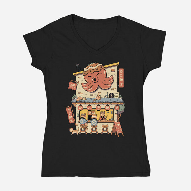 Takoyaki House-Womens-V-Neck-Tee-vp021