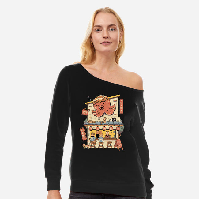 Takoyaki House-Womens-Off Shoulder-Sweatshirt-vp021