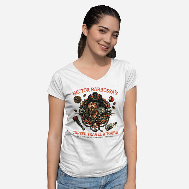 Cursed Travel And Tours-Womens-V-Neck-Tee-glitchygorilla