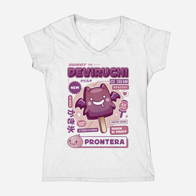 Deviruchi Ice Cream-Womens-V-Neck-Tee-LAGELANTEE