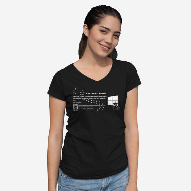 Cat Windows Crash-Womens-V-Neck-Tee-worlddominationforcats