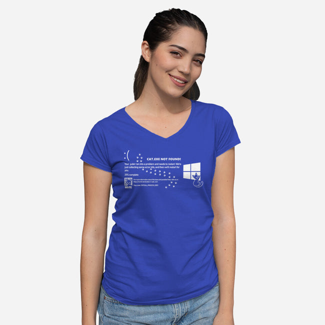 Cat Windows Crash-Womens-V-Neck-Tee-worlddominationforcats