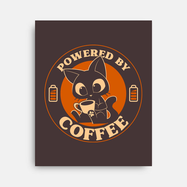 Powered By Coffee Cat-None-Stretched-Canvas-worlddominationforcats