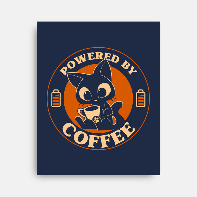 Powered By Coffee Cat-None-Stretched-Canvas-worlddominationforcats