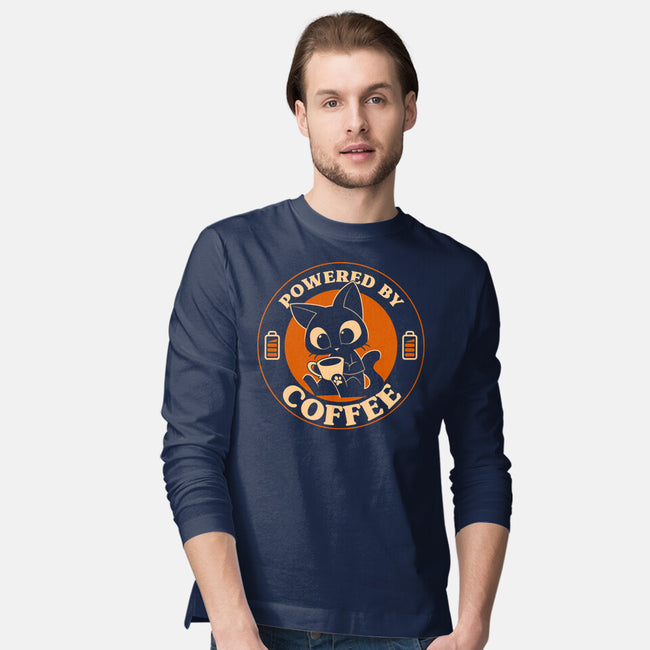 Powered By Coffee Cat-Mens-Long Sleeved-Tee-worlddominationforcats