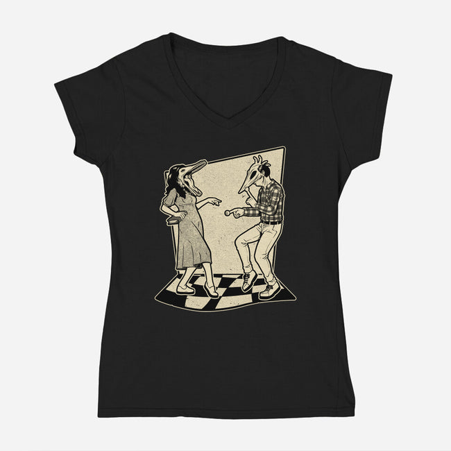 Ghost Couple Dance-Womens-V-Neck-Tee-Studio Mootant