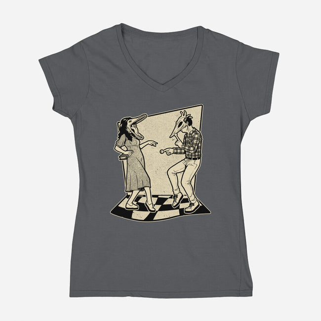 Ghost Couple Dance-Womens-V-Neck-Tee-Studio Mootant