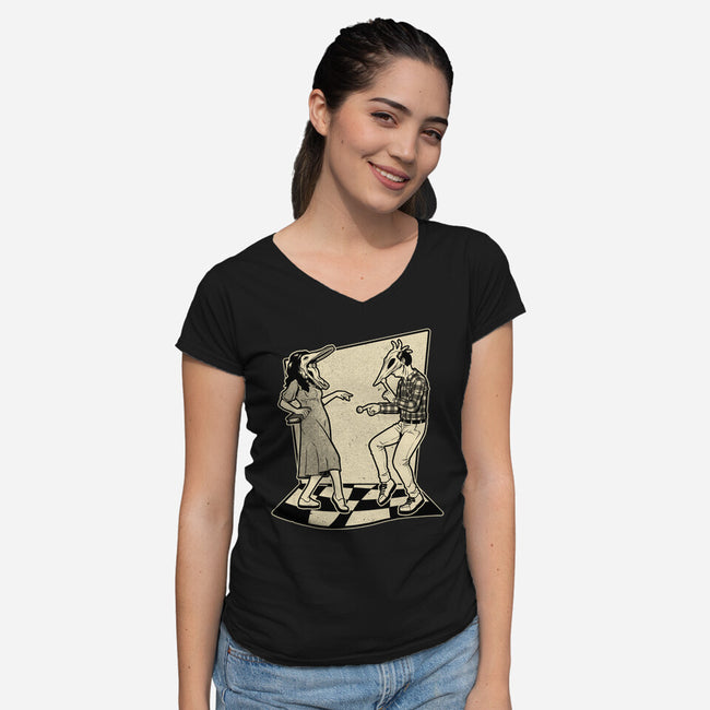 Ghost Couple Dance-Womens-V-Neck-Tee-Studio Mootant