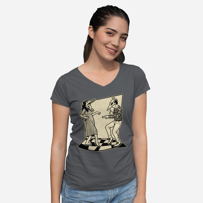 Ghost Couple Dance-Womens-V-Neck-Tee-Studio Mootant