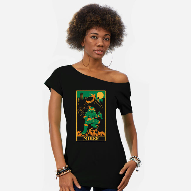 Mikey Tarot Card-Womens-Off Shoulder-Tee-naomori