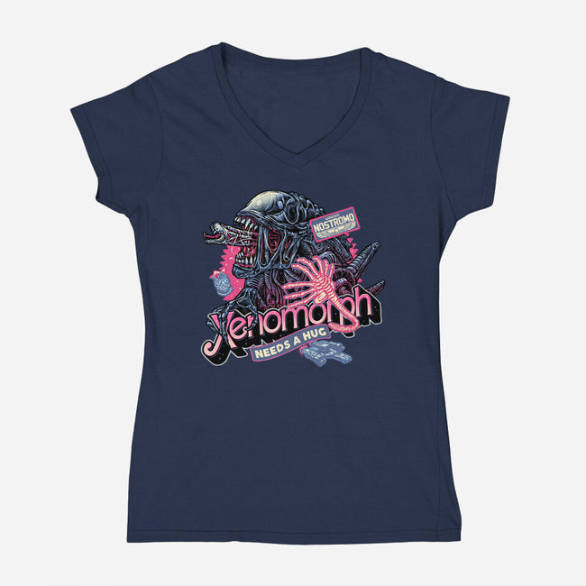 Out Of This World Terror-Womens-V-Neck-Tee-glitchygorilla