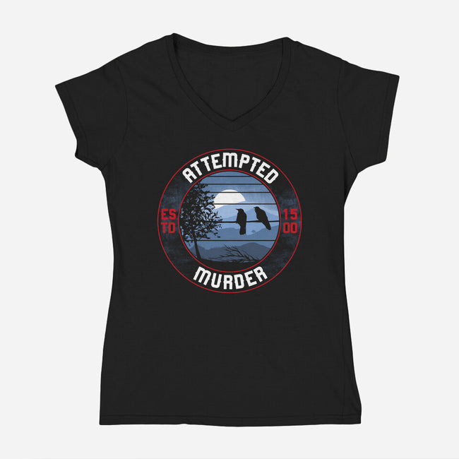 Attempted Murder Crows-Womens-V-Neck-Tee-rocketman_art