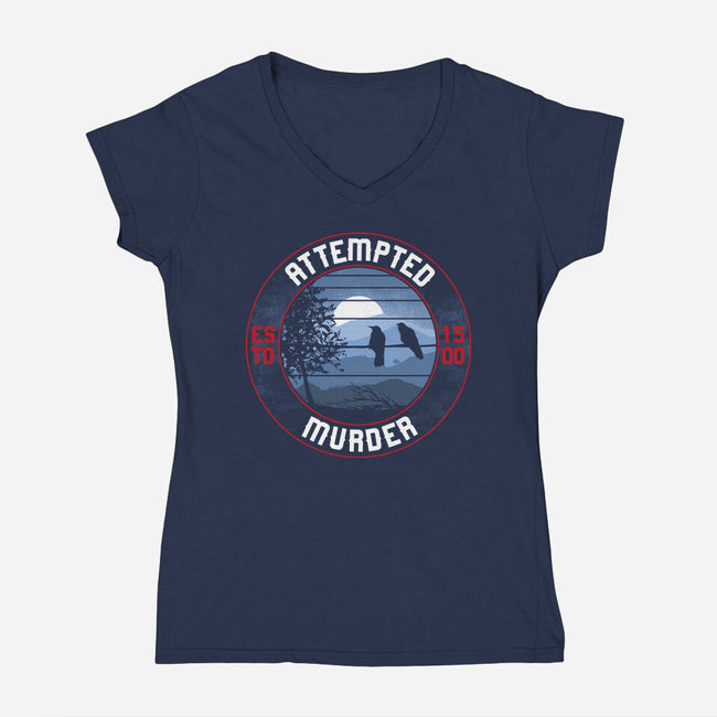 Attempted Murder Crows-Womens-V-Neck-Tee-rocketman_art