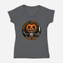 Smiling Creepy Pumpkin-Womens-V-Neck-Tee-Studio Mootant