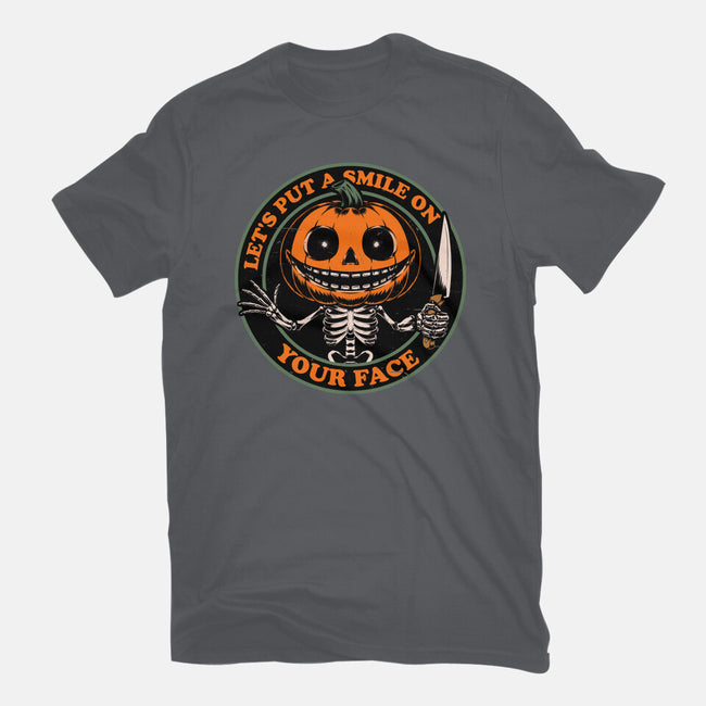 Smiling Creepy Pumpkin-Mens-Basic-Tee-Studio Mootant