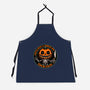 Smiling Creepy Pumpkin-Unisex-Kitchen-Apron-Studio Mootant