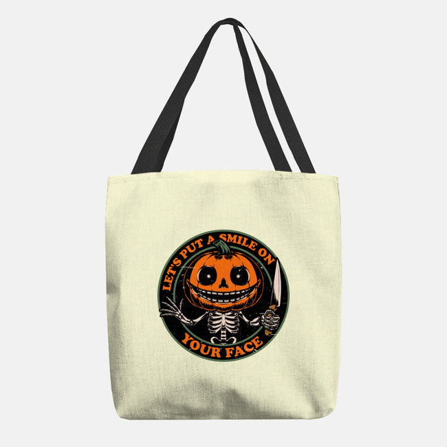 Smiling Creepy Pumpkin-None-Basic Tote-Bag-Studio Mootant