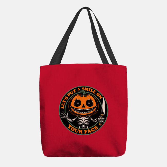 Smiling Creepy Pumpkin-None-Basic Tote-Bag-Studio Mootant