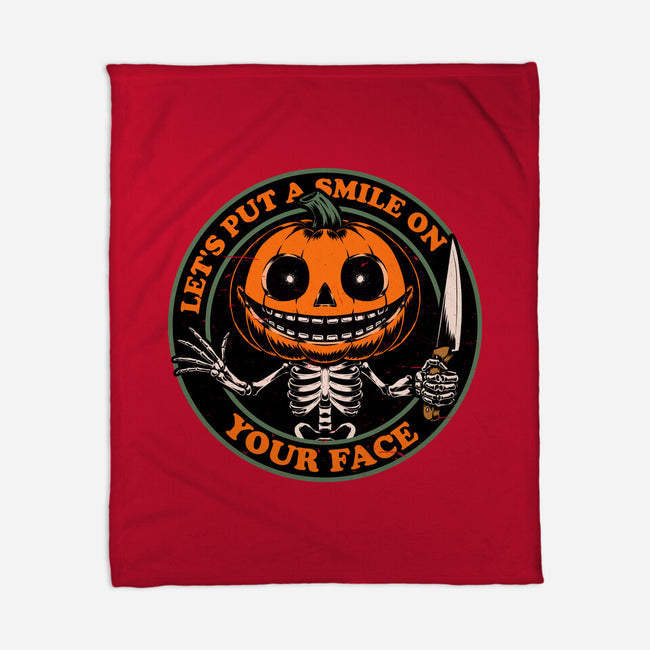 Smiling Creepy Pumpkin-None-Fleece-Blanket-Studio Mootant