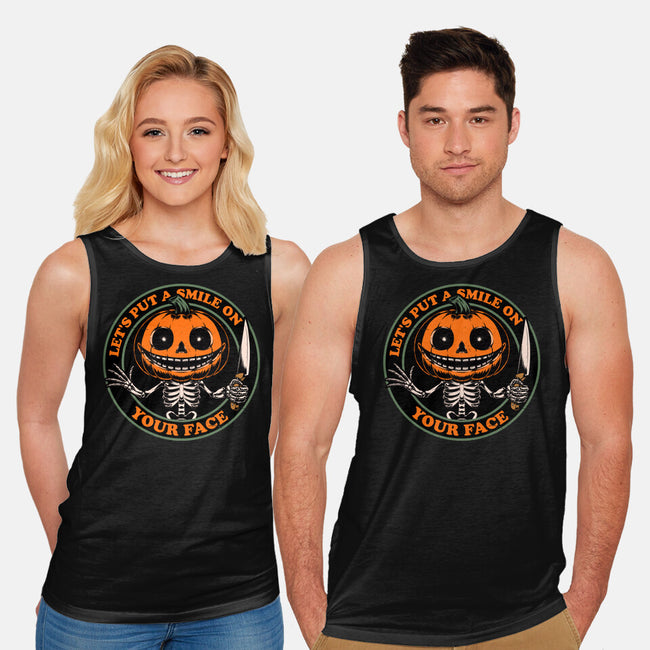 Smiling Creepy Pumpkin-Unisex-Basic-Tank-Studio Mootant