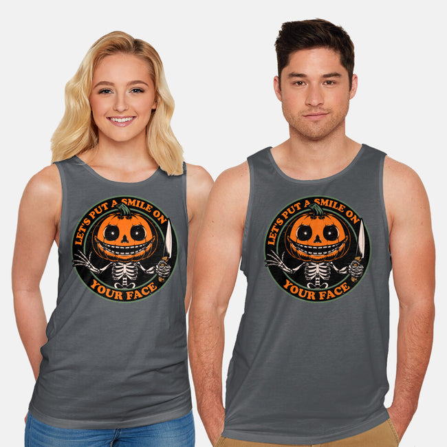 Smiling Creepy Pumpkin-Unisex-Basic-Tank-Studio Mootant