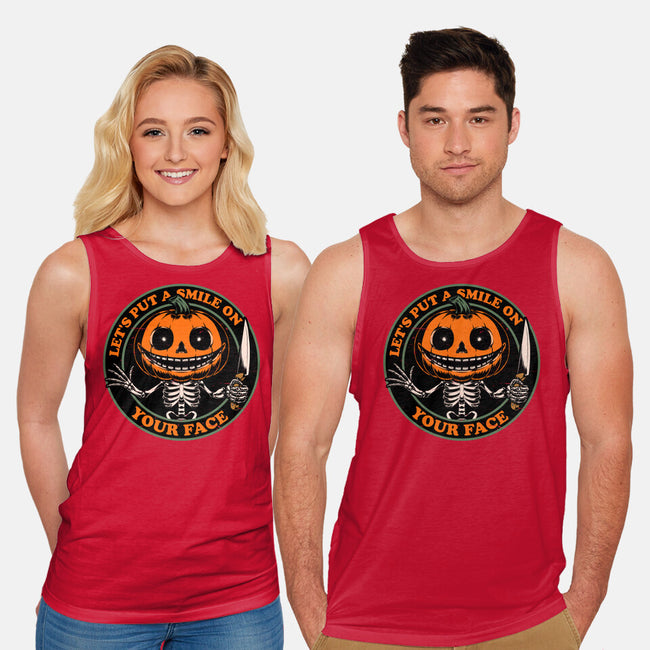 Smiling Creepy Pumpkin-Unisex-Basic-Tank-Studio Mootant