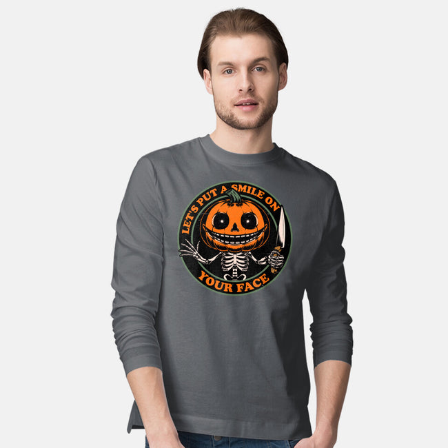 Smiling Creepy Pumpkin-Mens-Long Sleeved-Tee-Studio Mootant