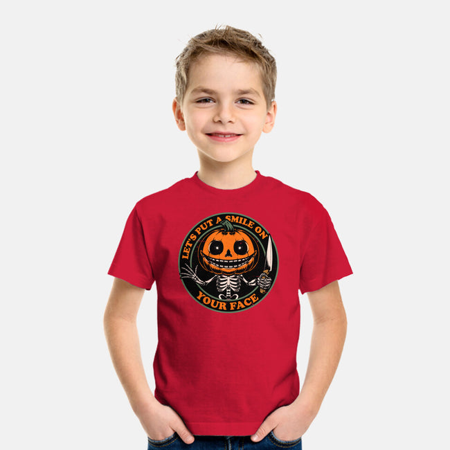 Smiling Creepy Pumpkin-Youth-Basic-Tee-Studio Mootant