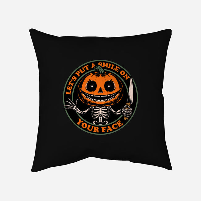 Smiling Creepy Pumpkin-None-Removable Cover w Insert-Throw Pillow-Studio Mootant