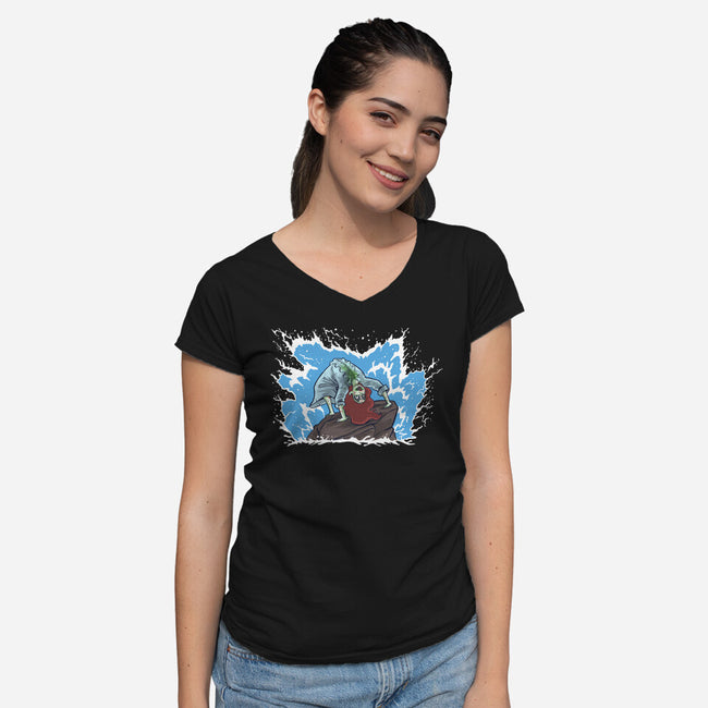 The Little Demon-Womens-V-Neck-Tee-zascanauta