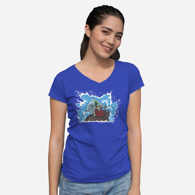 The Little Demon-Womens-V-Neck-Tee-zascanauta