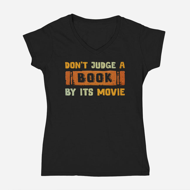 Don't Judge Books-Womens-V-Neck-Tee-kg07