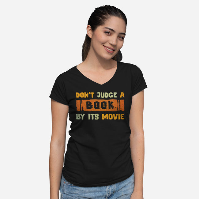 Don't Judge Books-Womens-V-Neck-Tee-kg07