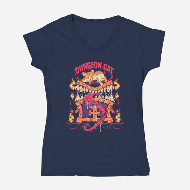 Dungeon Cat-Womens-V-Neck-Tee-Estudio Horta