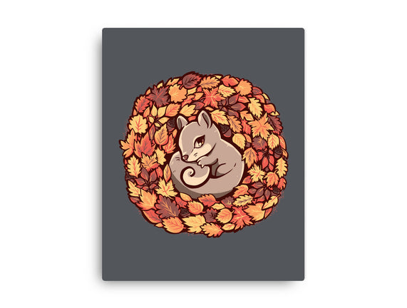 Squirrel Upon Autumn Leaves