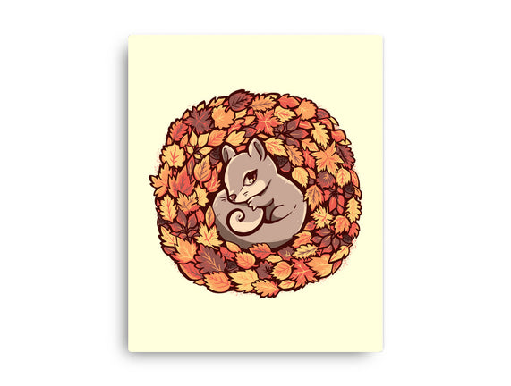 Squirrel Upon Autumn Leaves