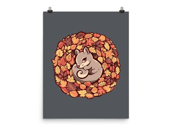 Squirrel Upon Autumn Leaves