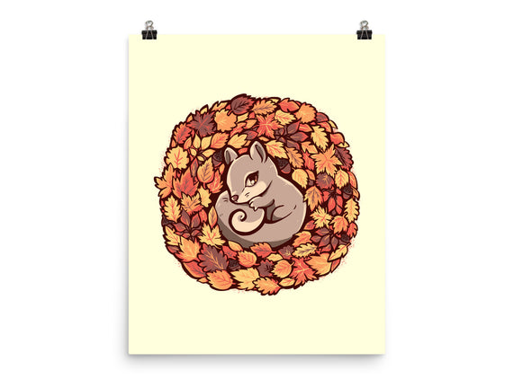 Squirrel Upon Autumn Leaves