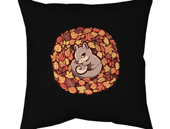 Squirrel Upon Autumn Leaves