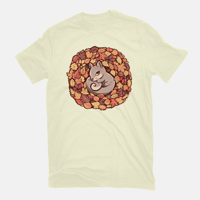 Squirrel Upon Autumn Leaves-Mens-Premium-Tee-TechraNova