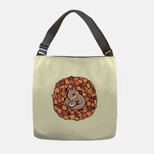 Squirrel Upon Autumn Leaves-None-Adjustable Tote-Bag-TechraNova