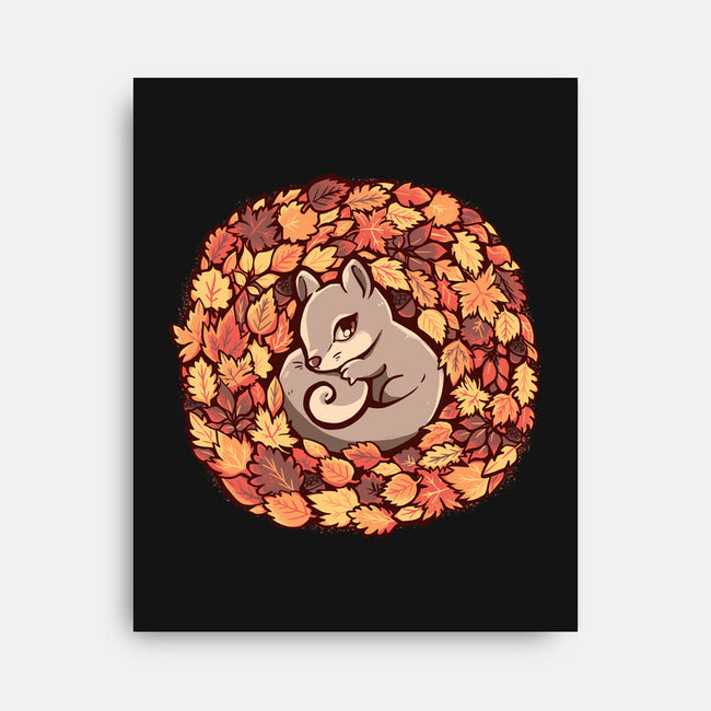 Squirrel Upon Autumn Leaves-None-Stretched-Canvas-TechraNova