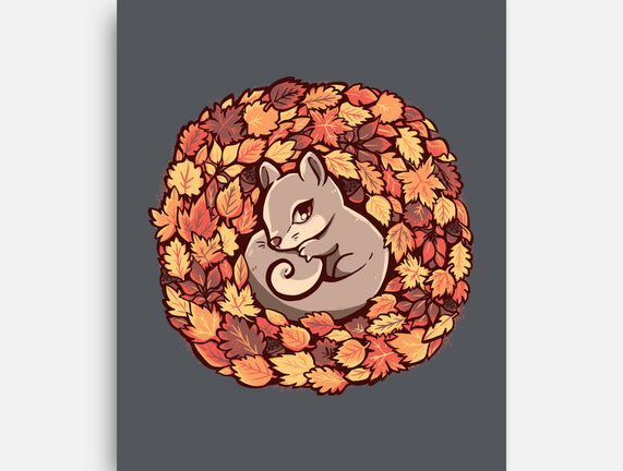 Squirrel Upon Autumn Leaves