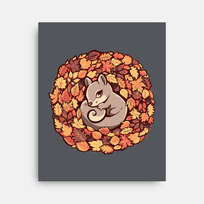 Squirrel Upon Autumn Leaves-None-Stretched-Canvas-TechraNova