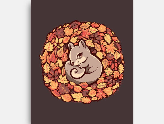 Squirrel Upon Autumn Leaves