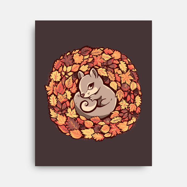 Squirrel Upon Autumn Leaves-None-Stretched-Canvas-TechraNova