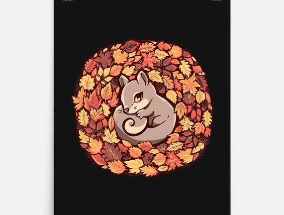 Squirrel Upon Autumn Leaves