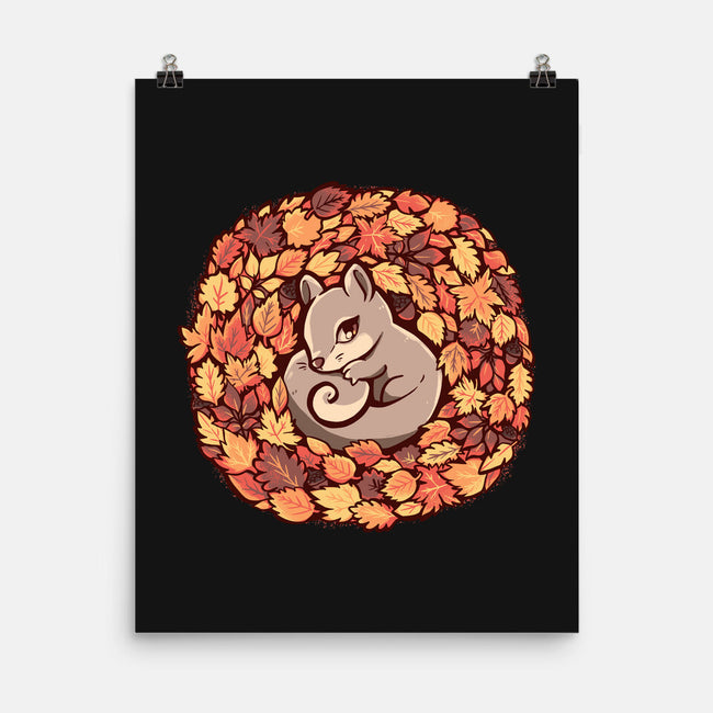 Squirrel Upon Autumn Leaves-None-Matte-Poster-TechraNova