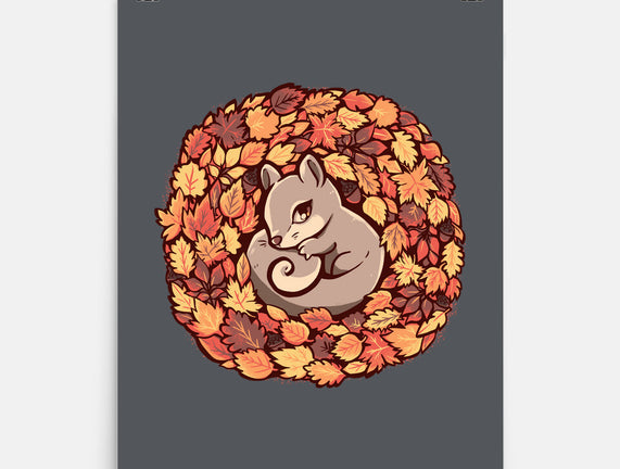 Squirrel Upon Autumn Leaves