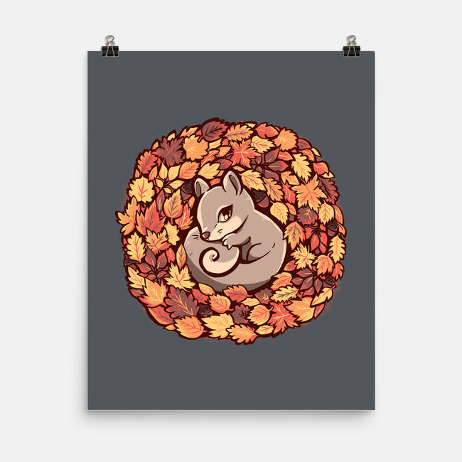 Squirrel Upon Autumn Leaves-None-Matte-Poster-TechraNova